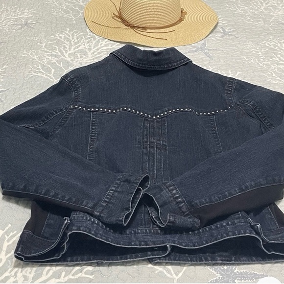Style & Comp Premium Jacket Size L Dark Blue Women’s Studded Denim Jacket - Picture 4 of 4